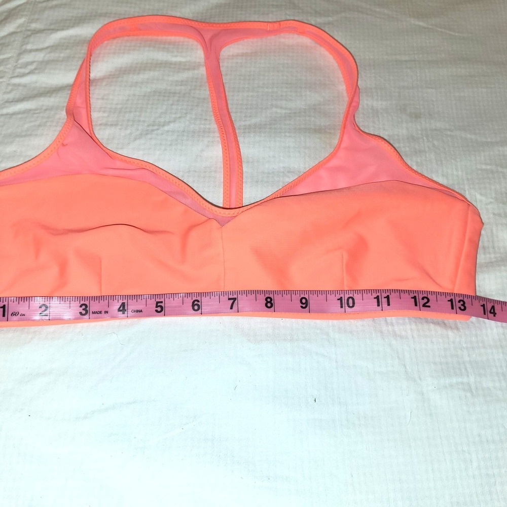Lululemon Water Salty Swim Mesh T Back Orange Gray Reversable Bikini Top 8 - Picture 8 of 9